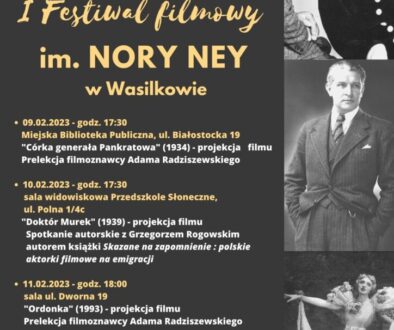Plakat informacyjny na temat festiwalu filmowego Nora ney i inni