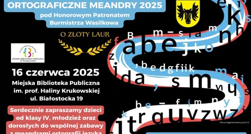 Gminne Dyktando ORTOGRAFICZNE MEANDRY 2025 pod honorowym patronatem Burmistrza Wasilkowa - zdjęcie poglądowe Gminne Dyktando ORTOGRAFICZNE MEANDRY 2025 pod honorowym patronatem Burmistrza Wasilkowa - zdjęcie poglądowe