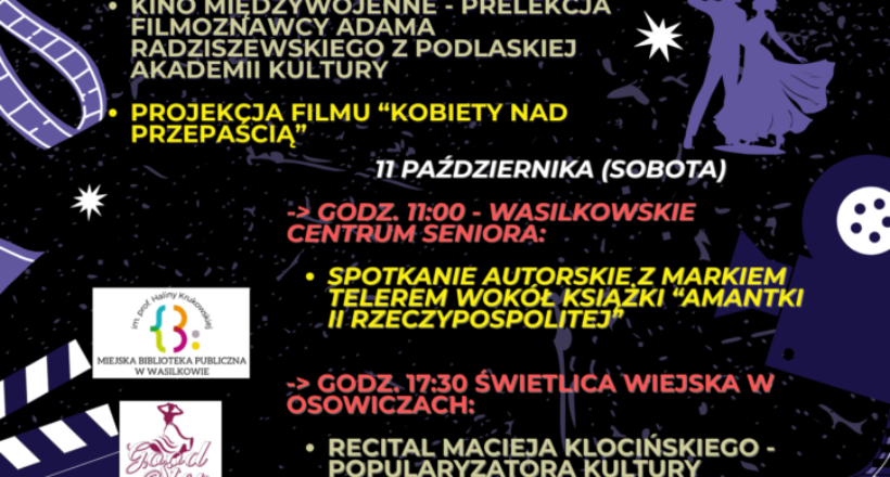 Kopia – Kopia – Movie Night mały Grafika informująca o programie III Festiwalu Filmowego im. Nory Ney w Wasilkowie